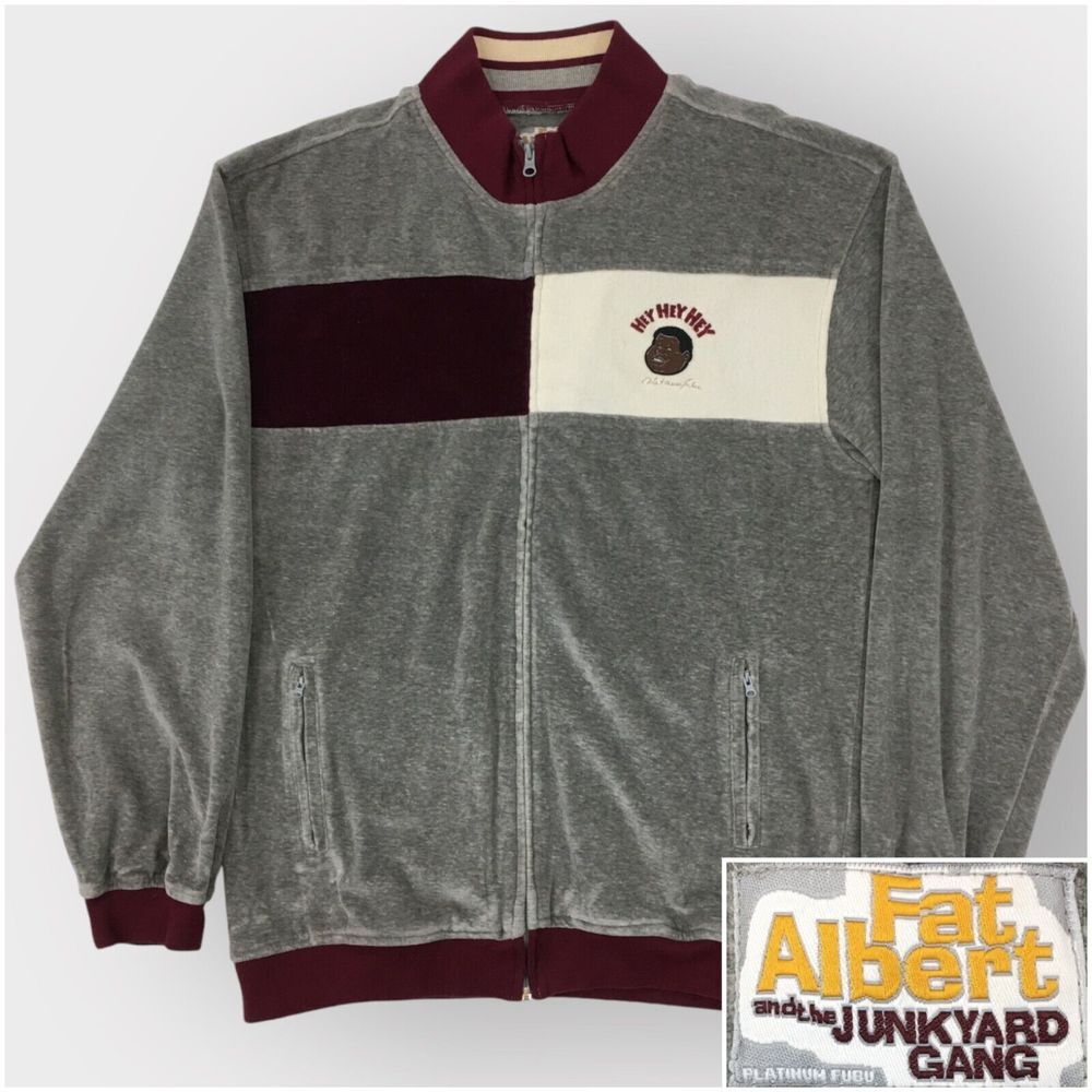 Vintage FUBU Platinum Fat Albert Track Jacket Womens Size XL Velour